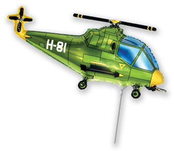 FM фигура 902667 Вертолет зелёный МИНИ 14" фольгированный шар 