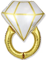 FM фигура большая 901878 Кольцо с бриллиантом, Белый/Золото Фольга