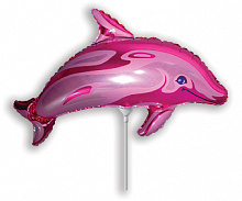 FM фигура 902546 Дельфин фуксия МИНИ 14" фольгированный шар