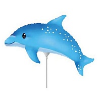 FM фигура 902883 Дельфин голубой МИНИ 14" фольгированный шар 